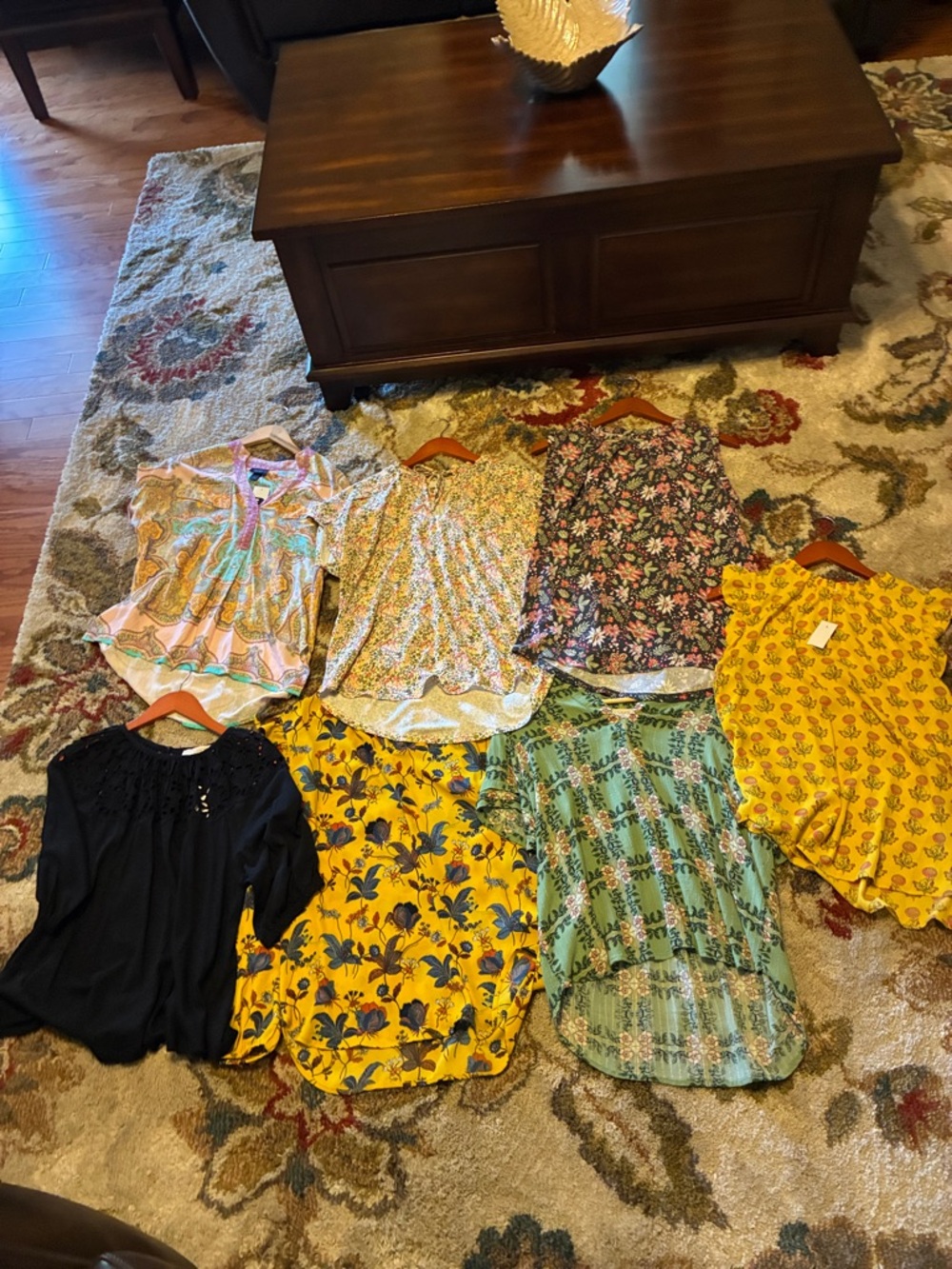 Floral & Patterned Mix Short-Sleeve Tops - Yellow, Black, Green, Pink